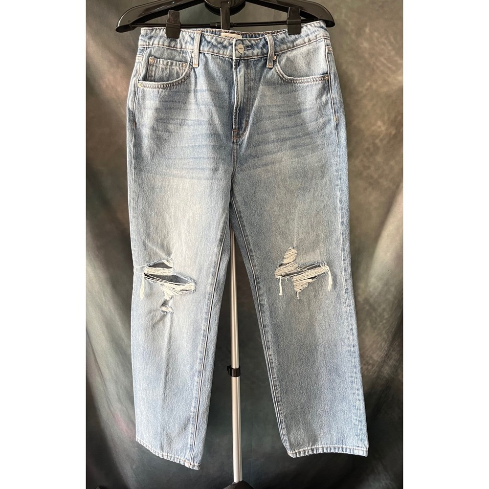 CEROS Jeans Women's Size 30 Ripped Distressed‎ Denim Light Wash Straight Leg